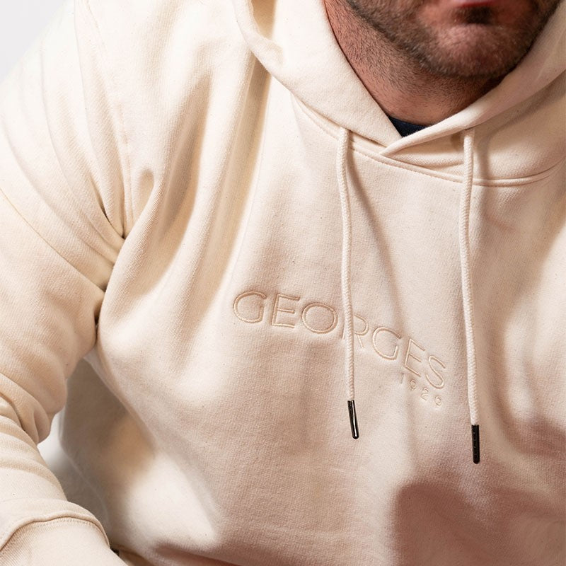 Sweat-shirt éco-responsable à capuche Blanc Cassé