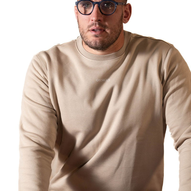 Sweat-shirt éco-responsable à col rond Beige