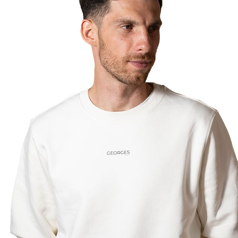 Sweat-shirt éco-responsable à col rond Blanc