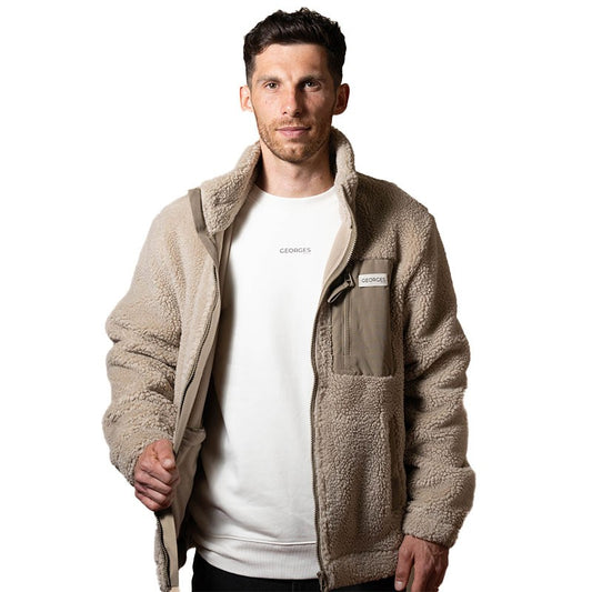 Veste éco-responsable en sherpa Beige